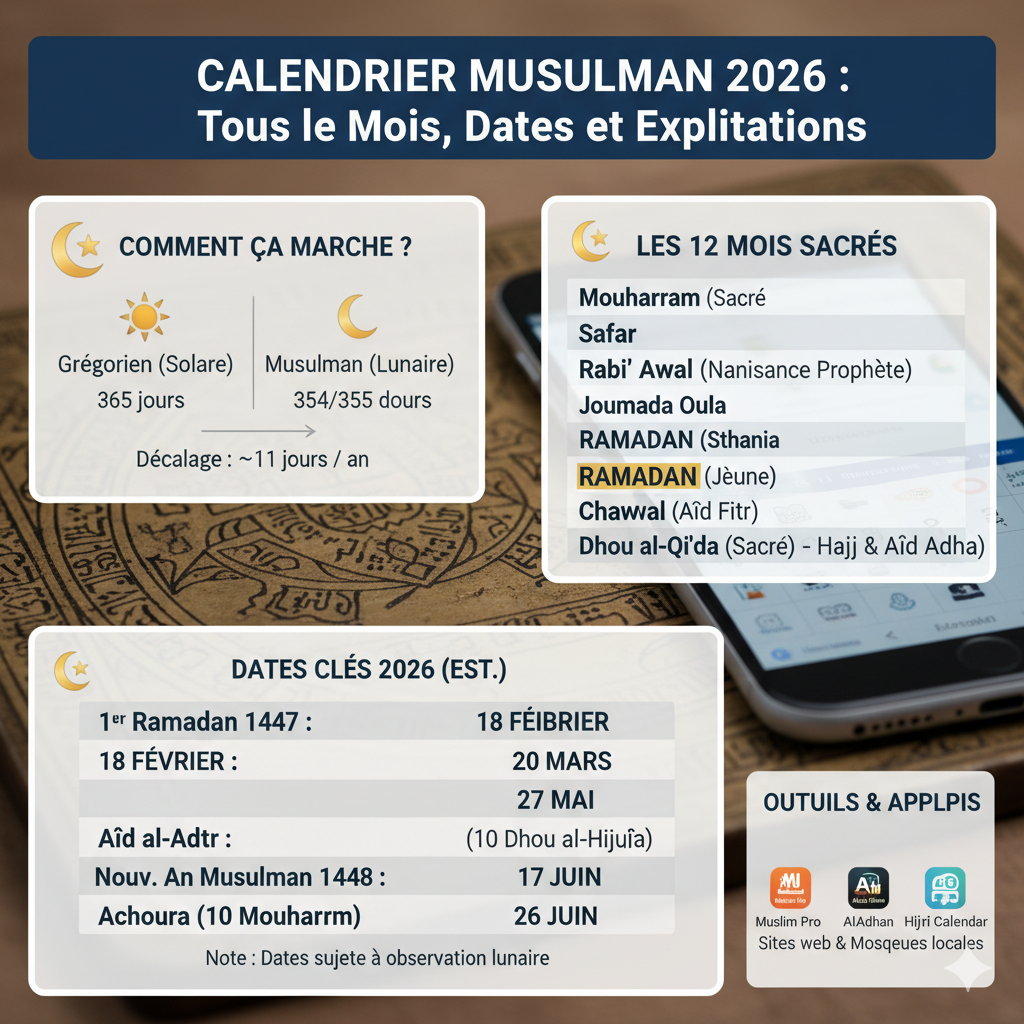 Calendrier Musulman 2026 : Tous les Mois, Dates et Explications